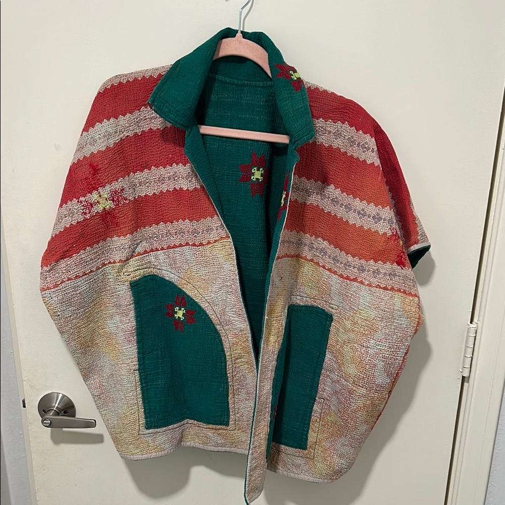 Colorful Striped Jacket with Teal Details